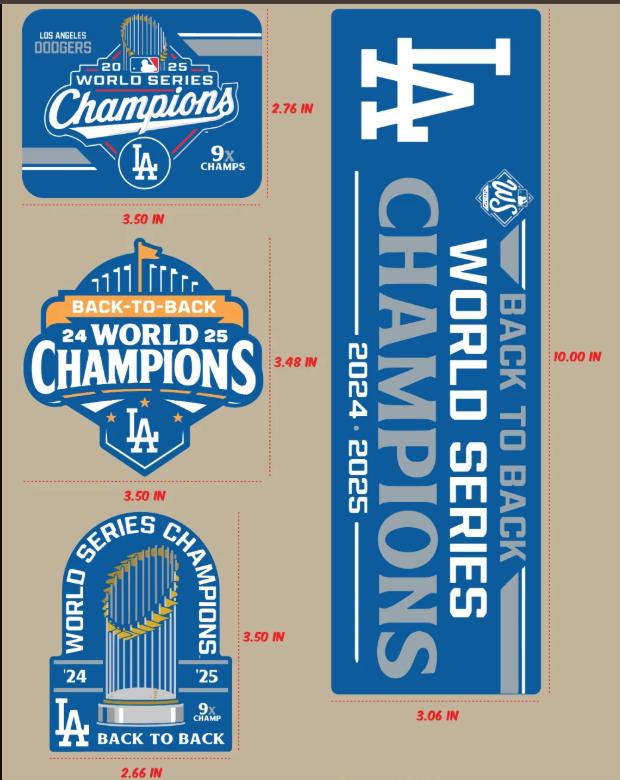 Los Angeles Dodgers Back-to-Back World Series Champions Vinyl Sticker Pack (2024–2025)