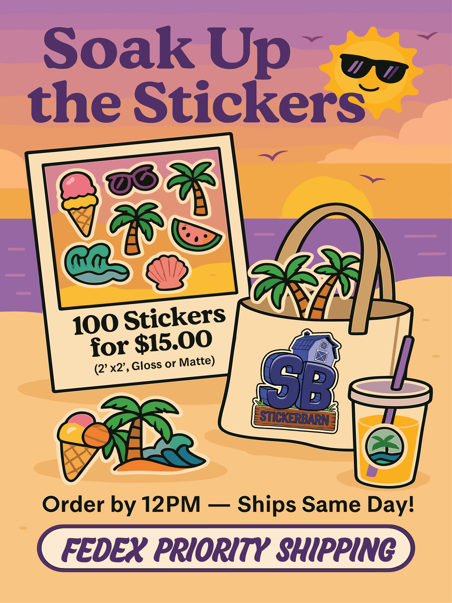 100 Stickers for $15 (2 inch)